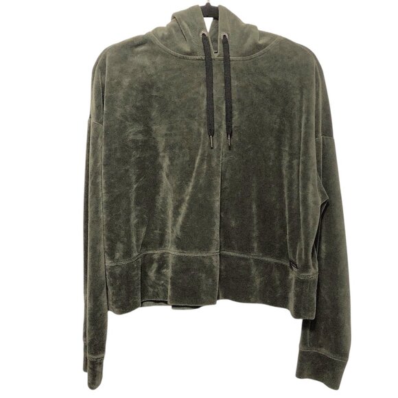 Calvin Klein Performance Olive Green Velour Hoodie Sweatshirt M - Picture 1 of 7